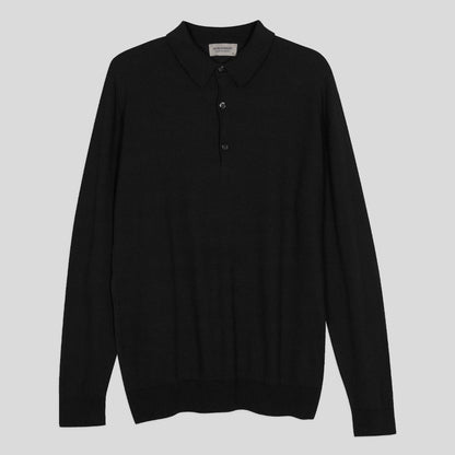 JSY ELSTON Men Sea Island Cotton Shirt LS Black