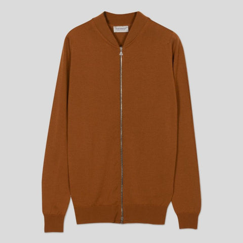 JSY MACLEAN Men Merino Wool Zip Jacket CN LS Ginger