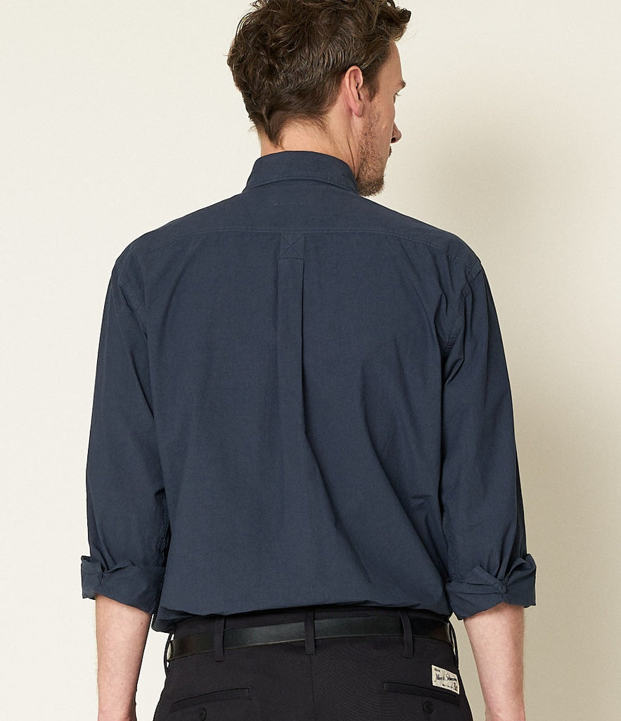 MZB UNISEX SHIRT01 Woven Cotton Relaxed Fit Shirt Denim Blue