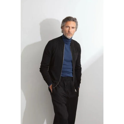 JSY MACLEAN Men Merino Zip Bomber Jacket Black