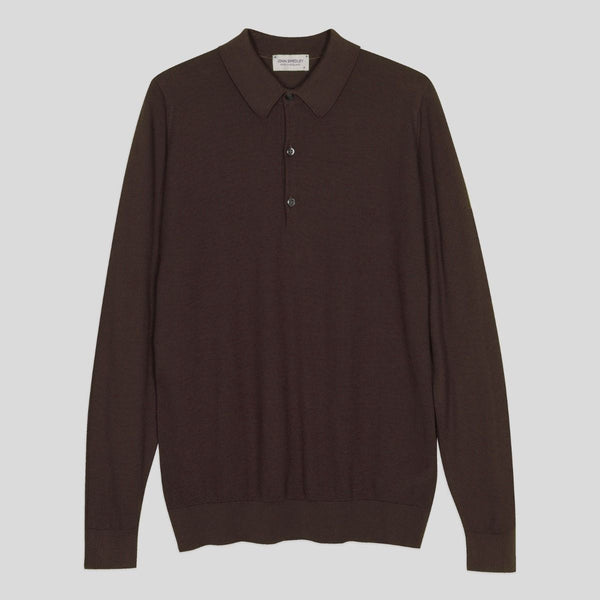JSY ELSTON Men Sea Island Cotton Shirt LS Coffee Bean