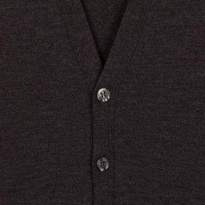 JSY PETWORTH Men Merino Wool Cardigan Charcoal