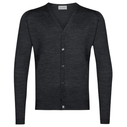 JSY PETWORTH Men Merino Wool Cardigan Charcoal