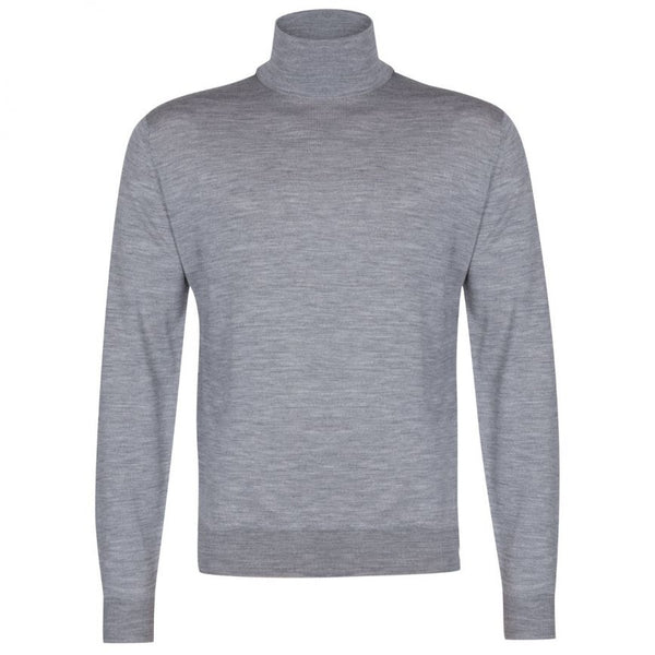 JSY RENOLD Men Merino Wool Pullover RN LS Silver