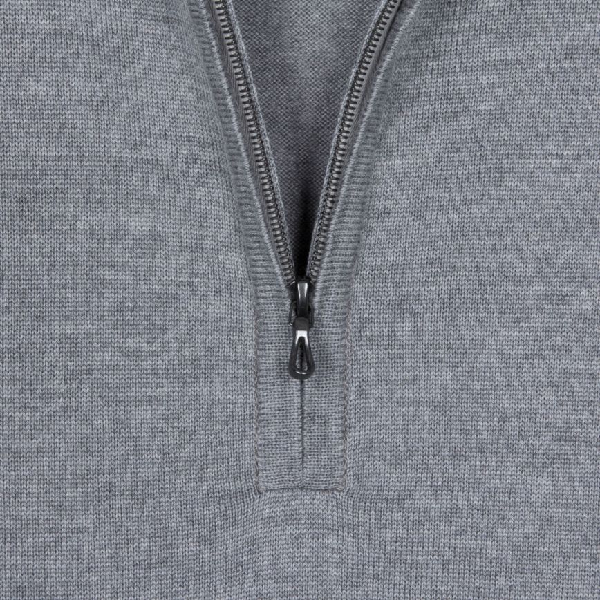 JSY TAPTON Men Merino Wool Pullover Half Zip Collar LS Silver