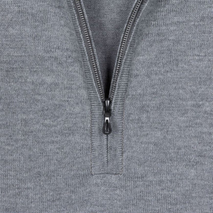 JSY TAPTON Men Merino Wool Pullover Half Zip Collar LS Silver