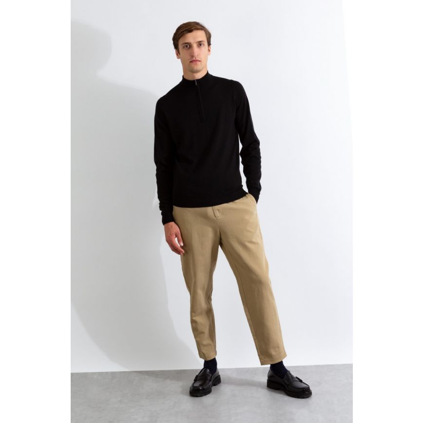 JSY TAPTON Merino Wool Stand up Collar Zip Pullover Classic